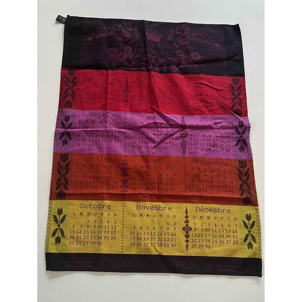 Jacquard Francais 2014 Calendar Tea Towel Multicolor 100% Cotton Colorblock
